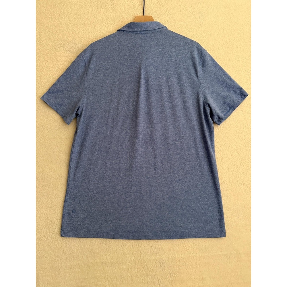Lululemon Polo Shirt Mens Large Blue Solid Golf Performance Lightweight Knit - Picture 2 of 7